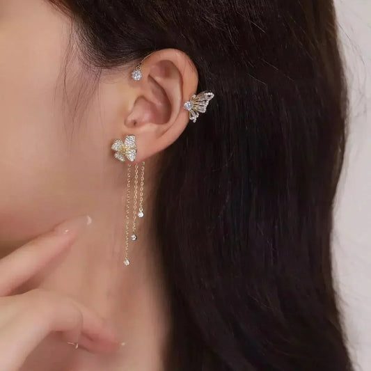 BUTTERFLY TASSEL STYLE ZIRCON EARRINGS