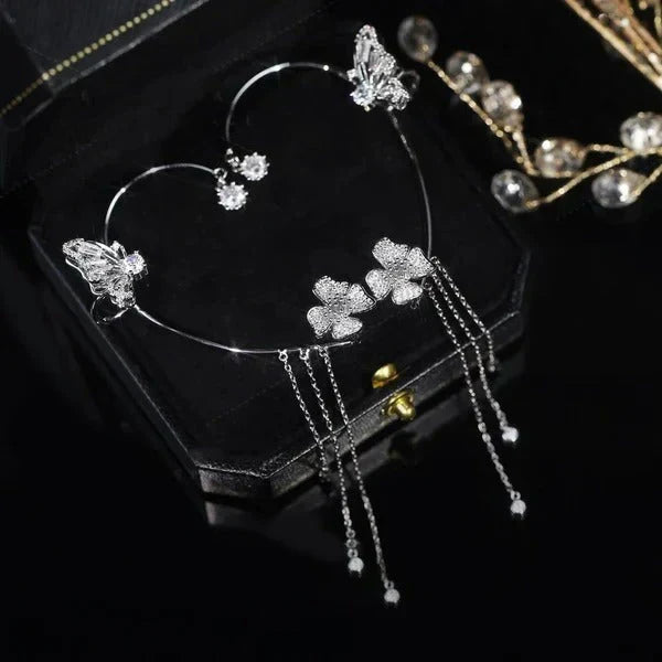 BUTTERFLY TASSEL STYLE ZIRCON EARRINGS