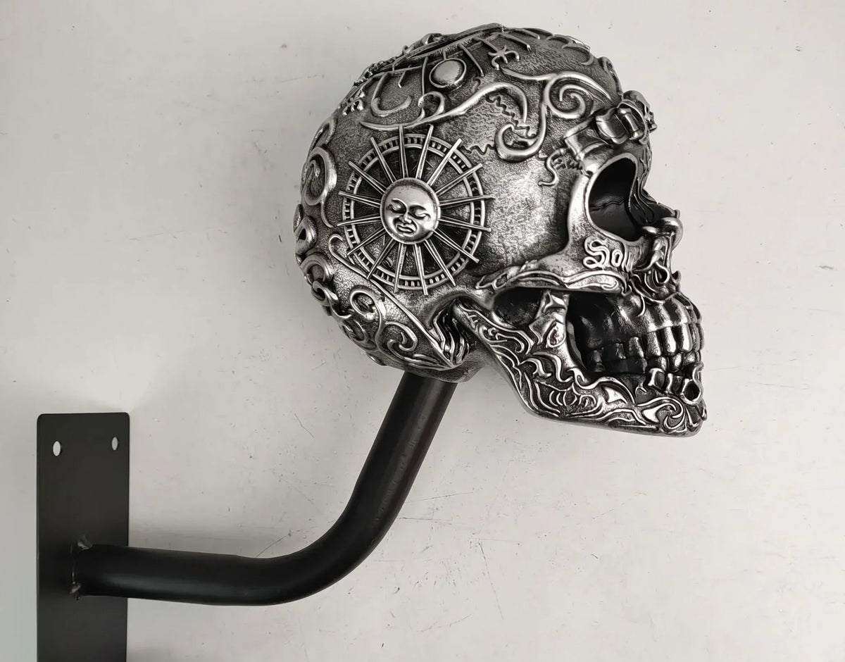 💀 Skull Helmet Wall Holder – Motorcycle Gear Display for Garage & Man Cave