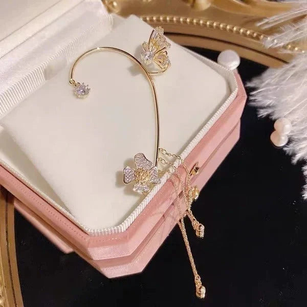 BUTTERFLY TASSEL STYLE ZIRCON EARRINGS
