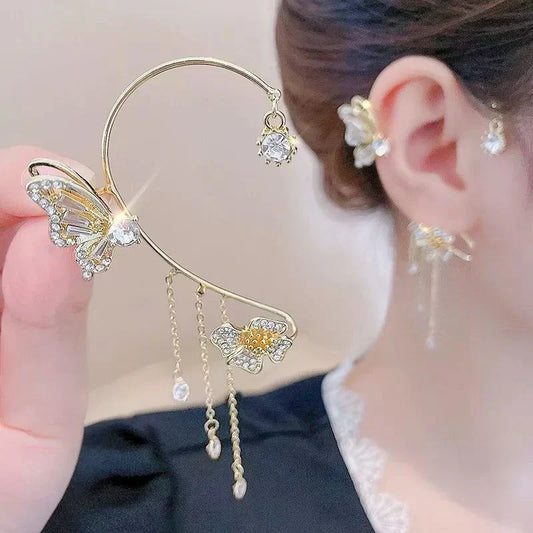 BUTTERFLY TASSEL STYLE ZIRCON EARRINGS