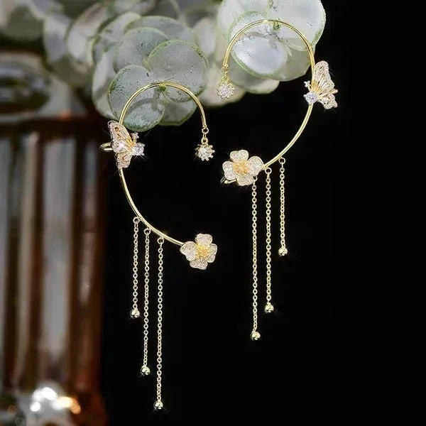 BUTTERFLY TASSEL STYLE ZIRCON EARRINGS