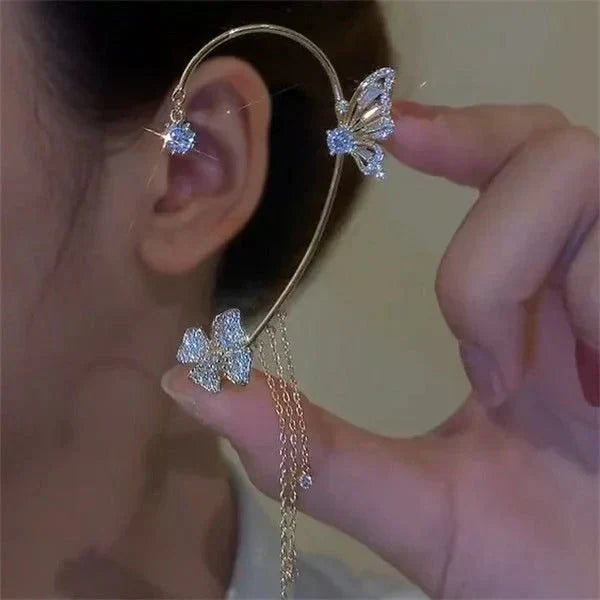 BUTTERFLY TASSEL STYLE ZIRCON EARRINGS