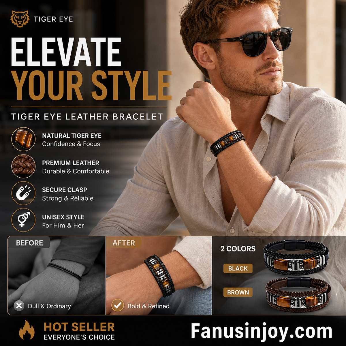 Braided PU Leather Bracelet for Men & Women