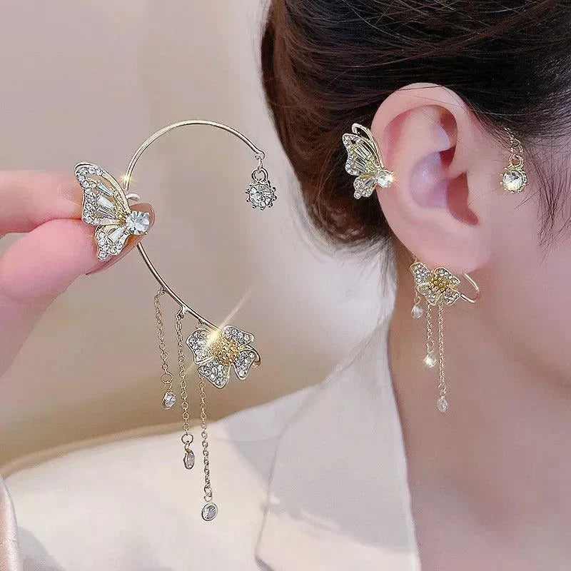 BUTTERFLY TASSEL STYLE ZIRCON EARRINGS