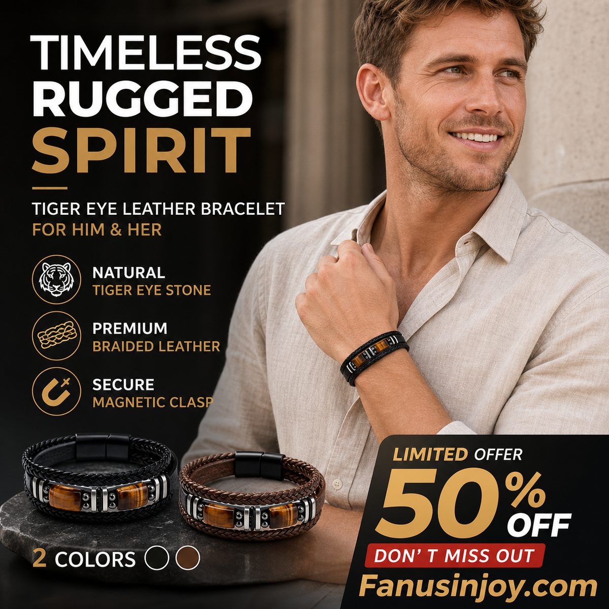 Braided PU Leather Bracelet for Men & Women